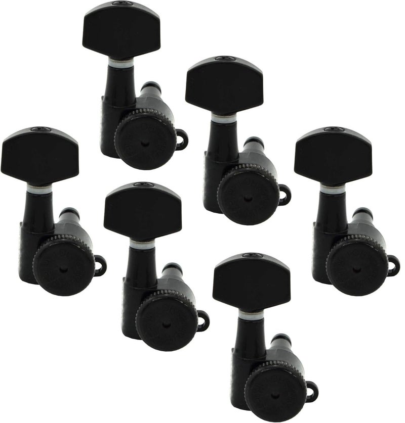 Hipshot Grip-Lock Vintage 6 Inline Bass Side Staggered Closed 8.5mm Tuners with Universal Mounting Plate, Black - Image 4